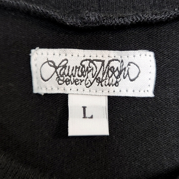 🔥ABSOLUTE FINAL💲⬇️Lauren Moshi Black Cold Shoulder Silver Hand✌️, Size L~EUC - Picture 8 of 13